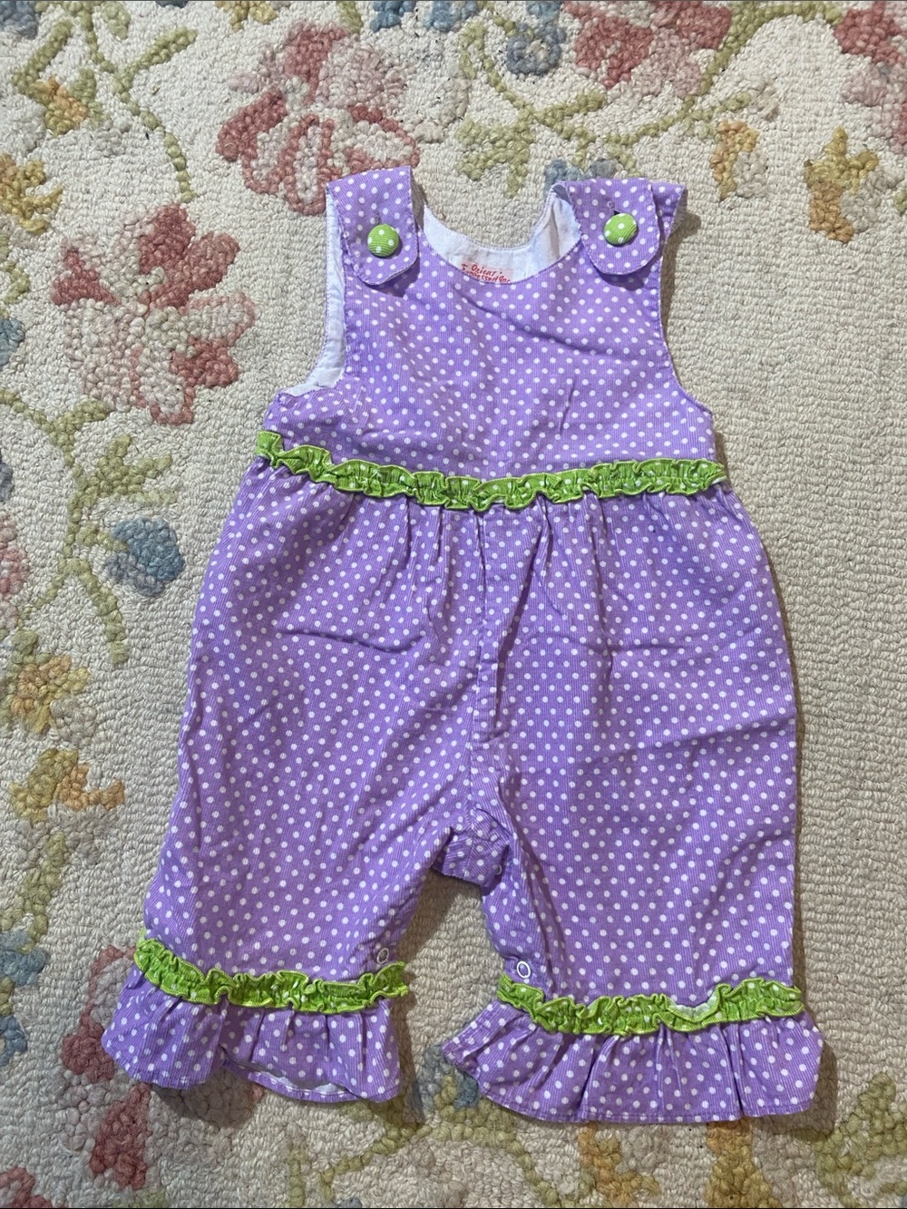 Orient Expressed baby ruffle polka dots romper corduroy SZ 6M